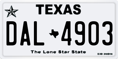 TX license plate DAL4903