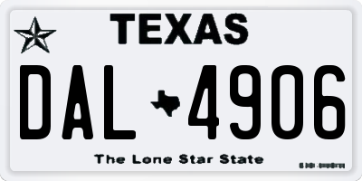TX license plate DAL4906