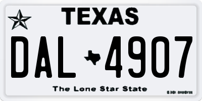 TX license plate DAL4907