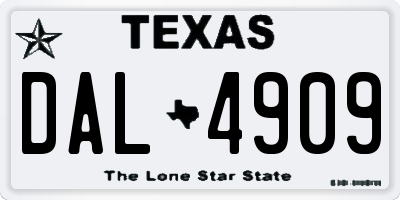 TX license plate DAL4909