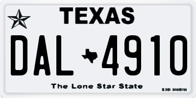 TX license plate DAL4910