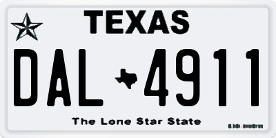TX license plate DAL4911