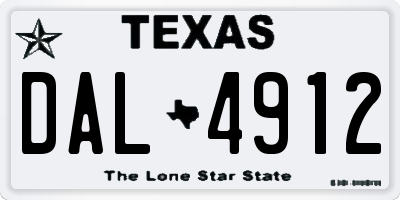 TX license plate DAL4912