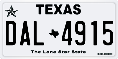 TX license plate DAL4915