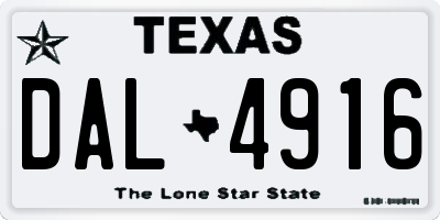 TX license plate DAL4916