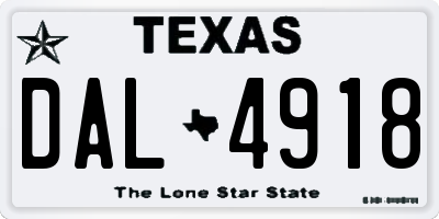TX license plate DAL4918