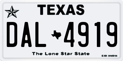TX license plate DAL4919