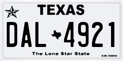 TX license plate DAL4921