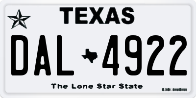 TX license plate DAL4922