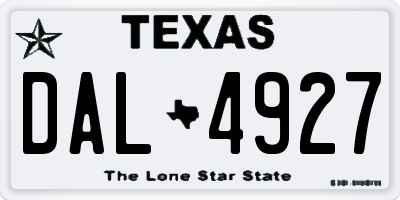 TX license plate DAL4927