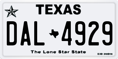 TX license plate DAL4929