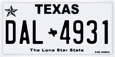 TX license plate DAL4931