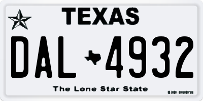 TX license plate DAL4932