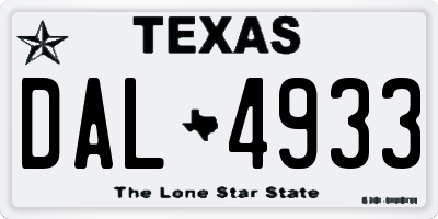 TX license plate DAL4933