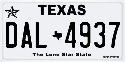 TX license plate DAL4937