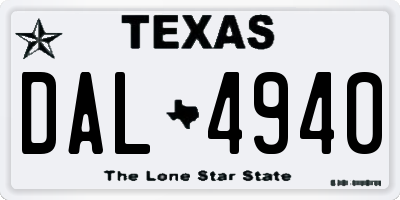 TX license plate DAL4940
