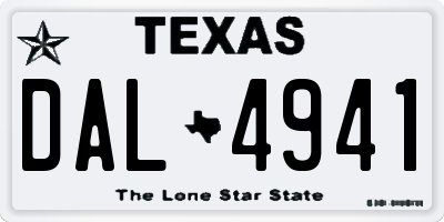 TX license plate DAL4941