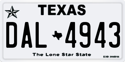 TX license plate DAL4943