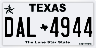 TX license plate DAL4944