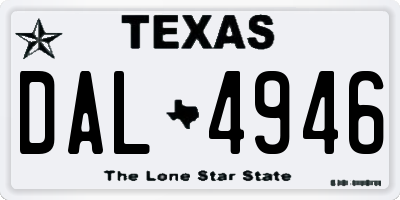 TX license plate DAL4946