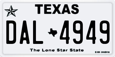 TX license plate DAL4949
