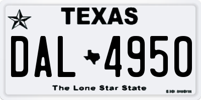 TX license plate DAL4950