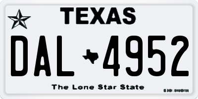 TX license plate DAL4952