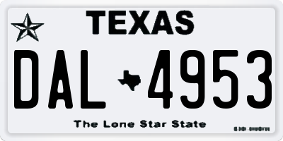TX license plate DAL4953