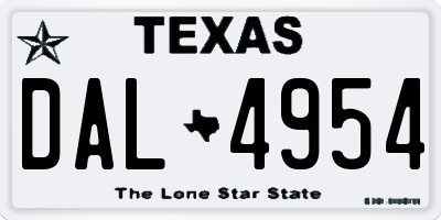 TX license plate DAL4954