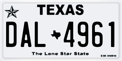 TX license plate DAL4961