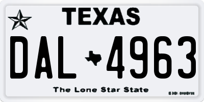 TX license plate DAL4963