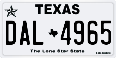 TX license plate DAL4965