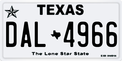 TX license plate DAL4966