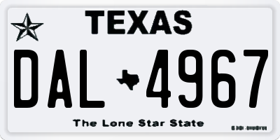 TX license plate DAL4967