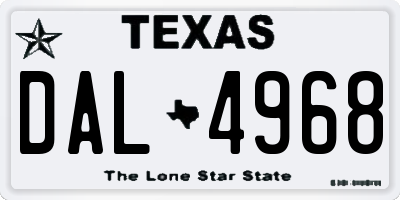 TX license plate DAL4968