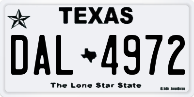 TX license plate DAL4972