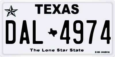 TX license plate DAL4974