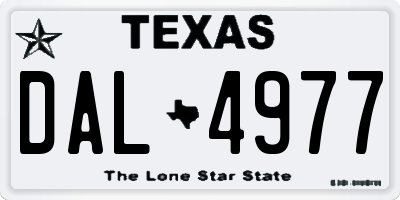 TX license plate DAL4977