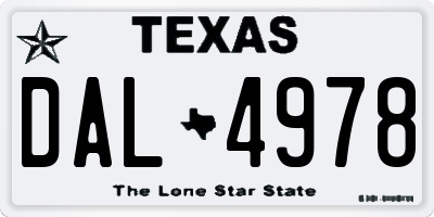 TX license plate DAL4978