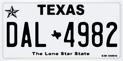 TX license plate DAL4982