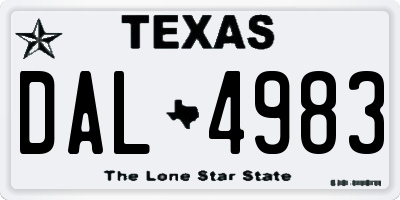 TX license plate DAL4983
