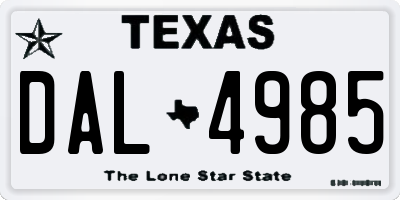TX license plate DAL4985
