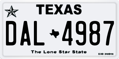 TX license plate DAL4987