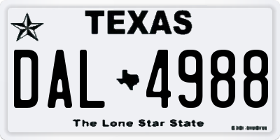 TX license plate DAL4988