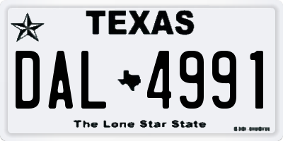 TX license plate DAL4991