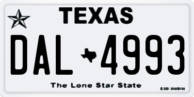 TX license plate DAL4993