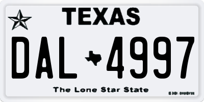 TX license plate DAL4997