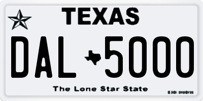 TX license plate DAL5000