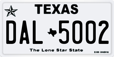 TX license plate DAL5002