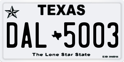 TX license plate DAL5003